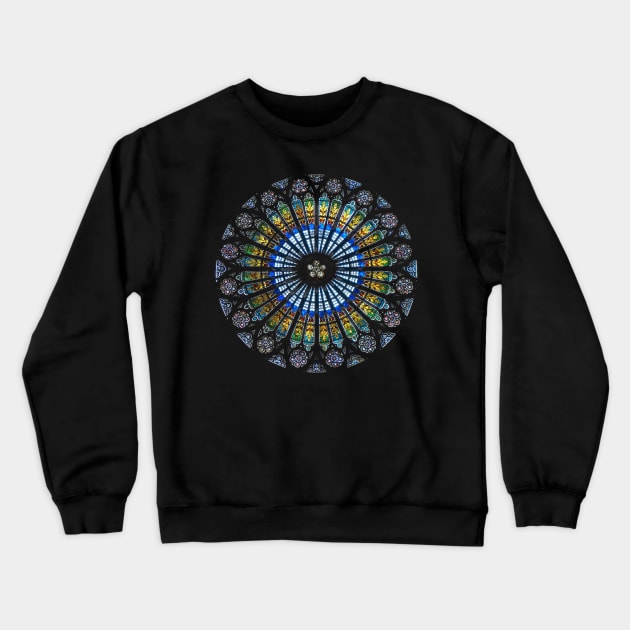 Strasbourg Cathedral France Mandala Stained Glass Window Art Crewneck Sweatshirt by twizzler3b